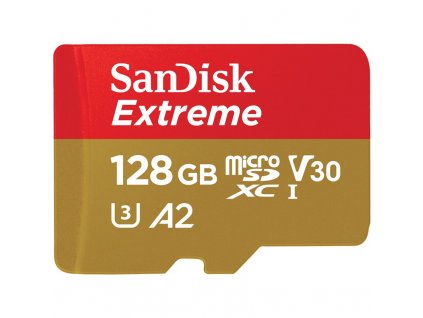 Paměťová karta SanDisk Micro SDXC Extreme 128GB UHS-I U3 (190R/90W) + adaptér