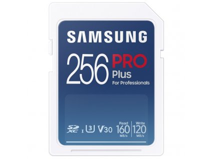 Paměťová karta Samsung SDXC PRO+ 256GB UHS-I U3 (160R/120W) + USB adaptér