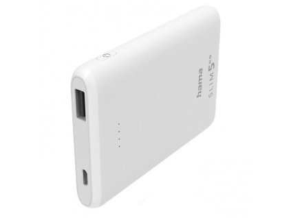 Powerbank Hama SLIM 5HD, 5000 mAh - bílá