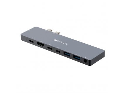 USB Hub Canyon 2x USB-C/2x USB, 2x HDMI 4K, USB-C PD 87W, 2x USB-C, 3,5mm