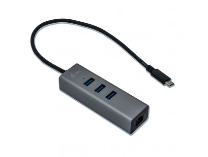 USB Hub i-tec Metal USB-C/3x USB 3.0 + 1x RJ45 - stříbrný