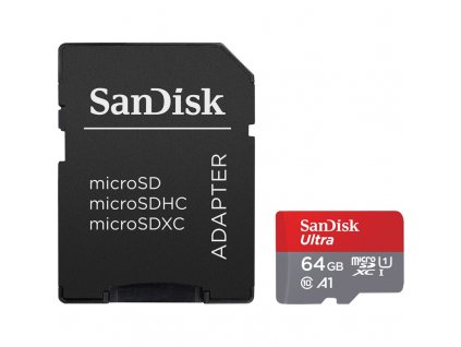 Paměťová karta SanDisk Ultra microSDXC 64GB (140R) A1 Class 10 UHS-I + SD adaptér