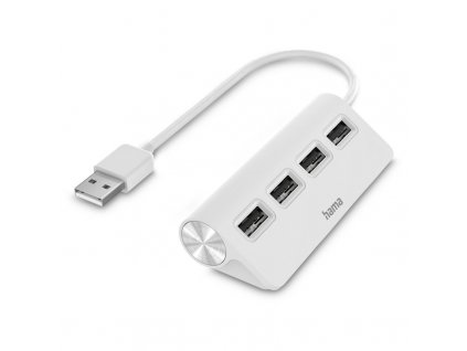 USB Hub Hama 4x USB 2.0 - bílý