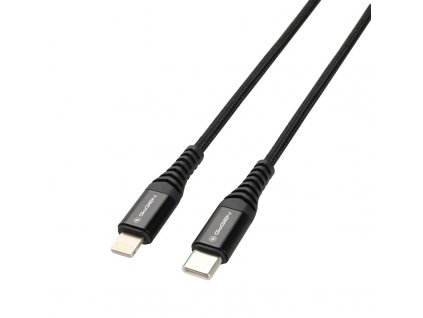 Kabel GoGEN USB-C / Lightning, 2m, opletený, černý