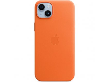 Kryt na mobil Apple Leather Case s MagSafe pro iPhone 14 Plus - oranžový
