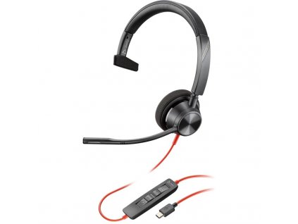 Headset HP Poly Blackwire 3310, USB-C/A adaptér, mono - černý