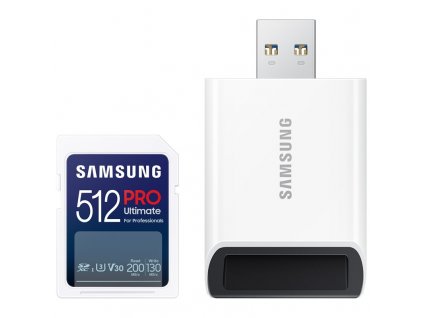Paměťová karta Samsung SDXC PRO Ultimate 512GB (200R/130W) + USB adaptér