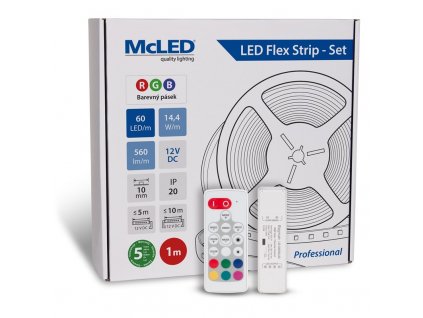 LED pásek McLED s ovládáním Nano - sada 1 m - Professional, 60 LED/m, RGB, 560 lm/m, vodič 3 m