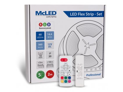 LED pásek McLED s ovládáním Nano - sada 2 m - Professional, 60 LED/m, RGB, 560 lm/m, vodič 3 m