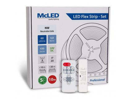 LED pásek McLED s ovládáním Nano - sada 10 m - Professional, 60 LED/m, NW, 430 lm/m, vodič 3 m