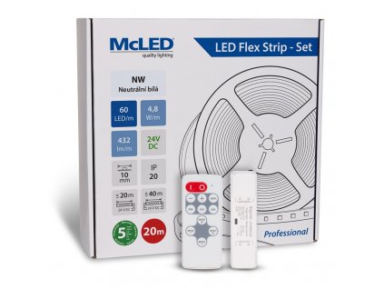 LED pásek McLED s ovládáním Nano - sada 20 m - Professional, 60 LED/m, NW, 432 lm/m, vodič 3 m