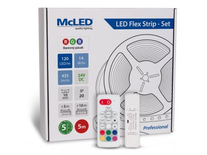 LED pásek McLED s ovládáním Nano - sada 5 m - Professional, 120 LED/m, RGB, 435 lm/m, vodič 3 m