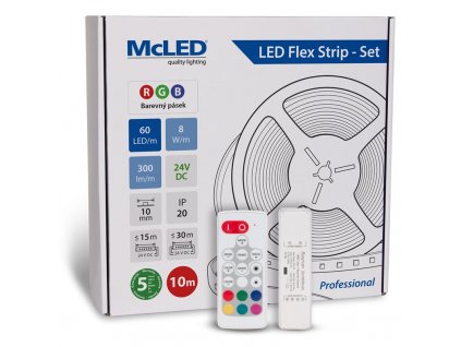 LED pásek McLED s ovládáním Nano - sada 10 m - Professional, 60 LED/m, RGB, 300 lm/m, vodič 3 m