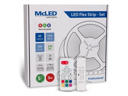 LED pásek McLED s ovládáním Nano - sada 3 m - Professional, 60 LED/m, RGB, 560 lm/m, vodič 3 m