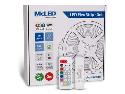 LED pásek McLED s ovládáním Nano - sada 2 m - Professional, 60 LED/m, RGB+WW, 890 lm/m, vodič 3 m