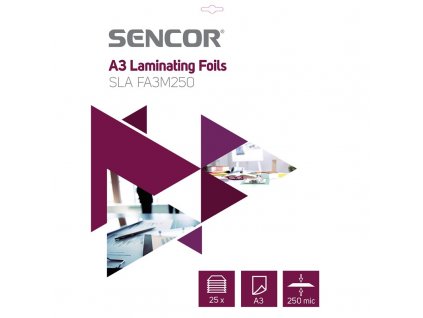 Laminovací fólie Sencor SLA FA3M250 A3, 250mic, 25ks