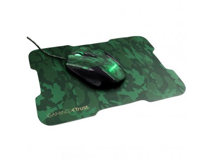 Myš Trust GXT 781 Rixa Camo Gaming & Mouse Pad optická/6 tlačítek/3200DPI - černá/zelená