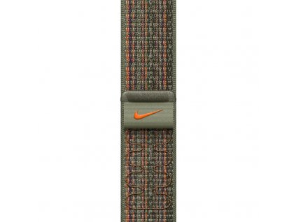 Řemínek Apple 45mm sekvojově zelený/oranžový provlékací sportovní Nike