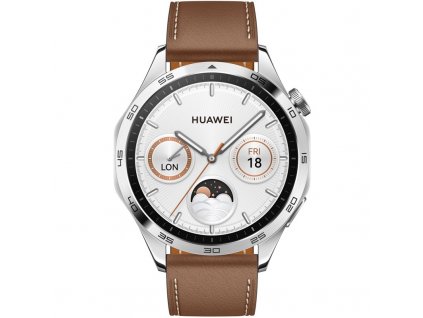 Chytré hodinky Huawei Watch GT 4 46 mm - Silver + Brown Strap