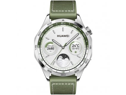 Chytré hodinky Huawei Watch GT 4 46 mm - Silver + Green Strap