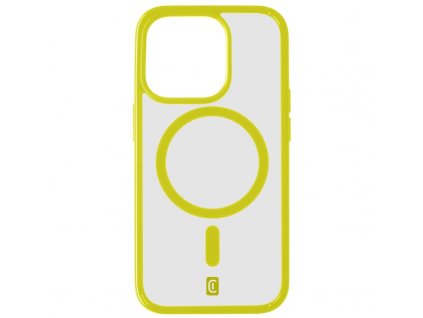 Kryt na mobil CellularLine Pop Mag s podporou Magsafe na Apple iPhone 15 Pro - žlutý/průhledný