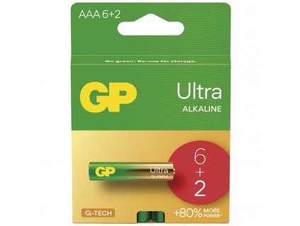 Baterie alkalická GP Ultra AAA (LR03), 6+2 ks