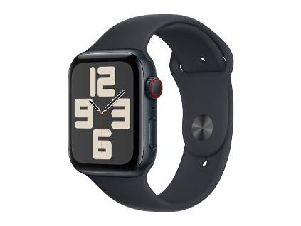 Chytré hodinky Apple Watch SE 2023 GPS + Cellular 44mm pouzdro z temně inkoustového hliníku - S/M temně inkoustový sportovní řemínek