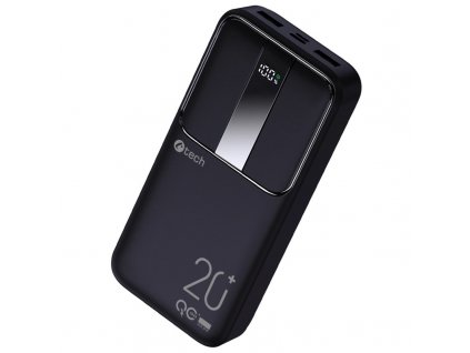 Powerbanka C-Tech 20000 mAh, Li-Pol, 22,5W, USB-C/USB-A/micro USB - černá