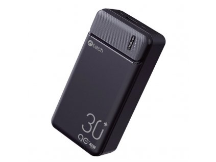 Powerbanka C-Tech 30000 mAh, Li-Pol, 20W, USB-C/USB-A/micro USB - černá