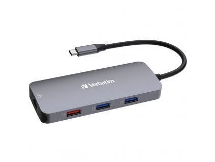 USB Hub Verbatim USB-C Pro Multiport 9 Port - stříbrný