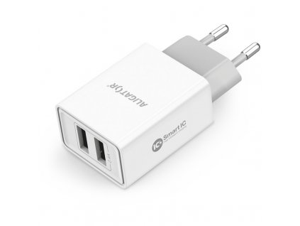 Nabíječka do sítě Aligator 2,4A, 2xUSB, smart IC - bílá