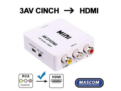 Převodník MASCOM AHC 01-LT, konvertor 3AV na HDMI