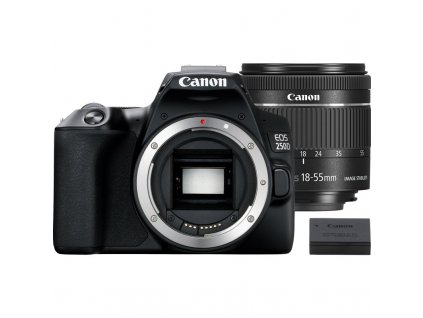 Zrcadlovka Canon EOS 250D + 18-55 IS STM + baterie navíc, černá