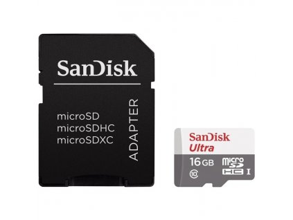 Paměťová karta Sandisk Micro SDHC Ultra Android 16GB UHS-I U1 (80R/20W) + adapter