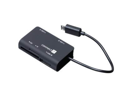 Čtečka paměťových karet Connect IT + USB hub micro USB