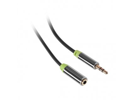 Kabel GoGEN Jack 3,5mm, 5m, prodlužovací, pozlacené konektory - černý