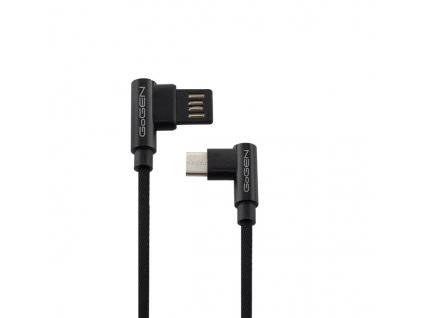 Kabel GoGEN USB/USB-C, 1m, oboustraný, opletený - černý