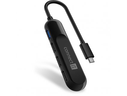 USB Hub Connect IT USB-C/USB 3.2, 3x USB 2.0 - černý