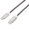 Kabel GoGEN USB-C / Lightning, 1m, opletený - stříbrný