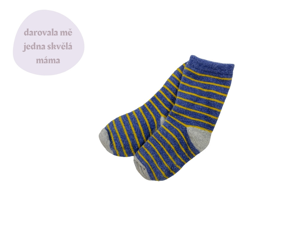 Modro žluté pruhované ponožky