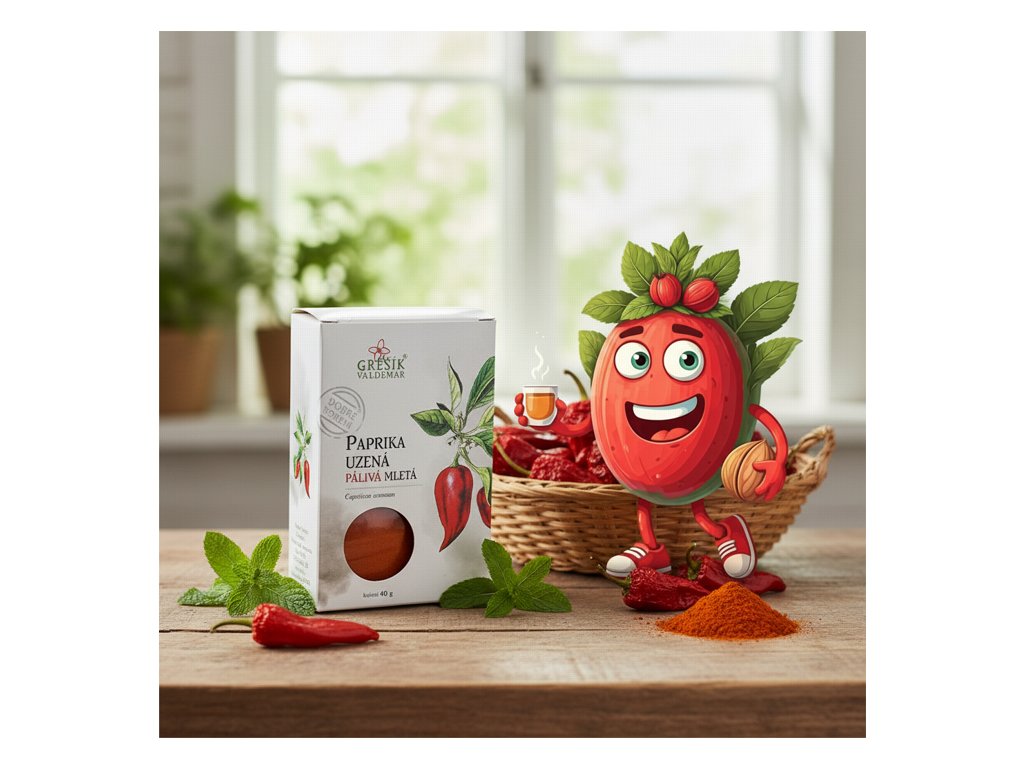 Paprika uzená PÁLIVÁ mletá 40 g GREŠÍK Dobré koření