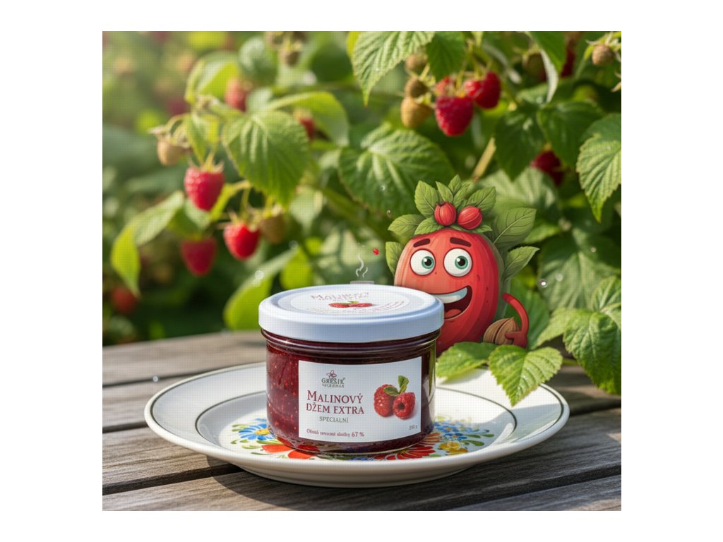 Džem Malinový extra Méně sladký 210 g GREŠÍK