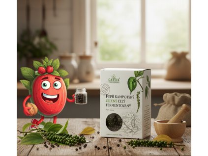 Pepř kampotský zelený celý fermentovaný 20 g GREŠÍK Dobré koření