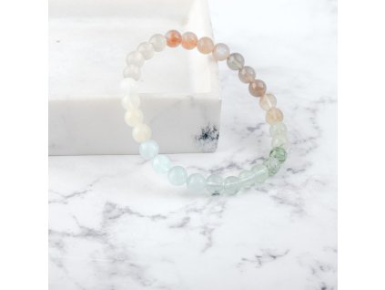 AKVAMARÍN X CITRÍN X FLUORIT X MĚSÍČNÍ KÁMEN NÁRAMEK S DEKORACÍ (UNISEX) 6
