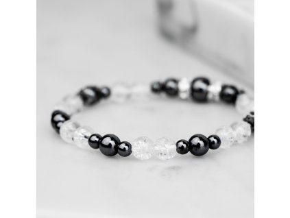 KŘIŠŤÁL X HEMATIT NÁRAMEK S DEKORACÍ (UNISEX) 6