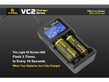 Xtar VC2 LCD USB nabíječka dvouslotová pro Li-Ion/Mn