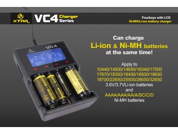Xtar VC4 LCD USB nabíječka pro Li-Ion/Mn/Ni-MH