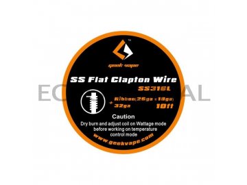 GeekVape SS Flat Clapton Wire 10ft - Ribbon (26GAx18GA) + 32GA