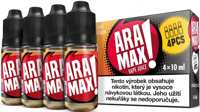 Broskev / Max Peach - Aramax liquid - 4x10ml Množství: 4x10ml, Množství nikotinu: 12mg