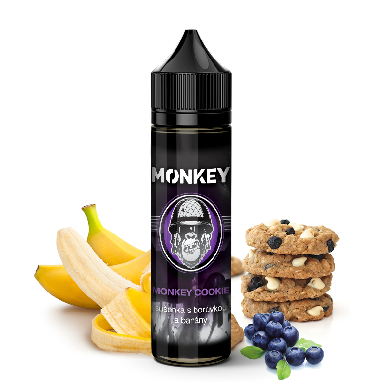 Monkey Liquid (CZ) Monkey Cookie (Sušenka s banánem a borůvkou) - Příchuť Monkey Shake & Vape Množství: 12ml
